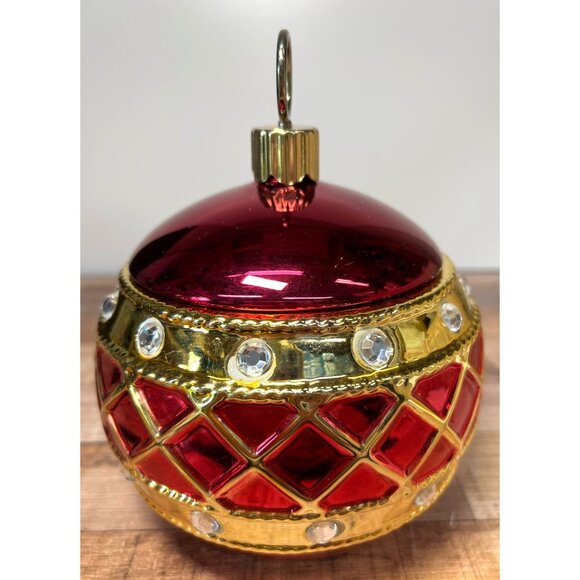 Luxury Red & Gold Jeweled Christmas Ornament Decoration Large - Picture 2 of 5